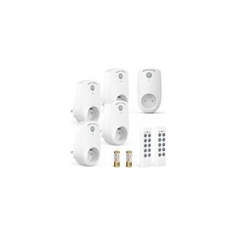 Set of 5 Programmable Electrical Outlets, Wireless Remote Controlled Outlets with 2 Remote Controls and 2 Batteries Included, 30M Control Distance in Open Areas, On/Off Function (1/5)