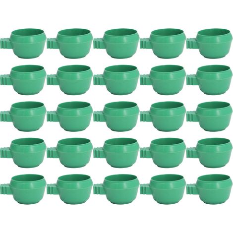 Set mit 25 Mini-Vogeltränken – rund, grün – mit Intarsien – Papageien – Landhausstil – S