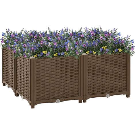 Jardinière de jardin - Balconnière à fleurs Lit surélevé 80x80x38 cm Polypropylène BV716145 - BonneVie (1/5)