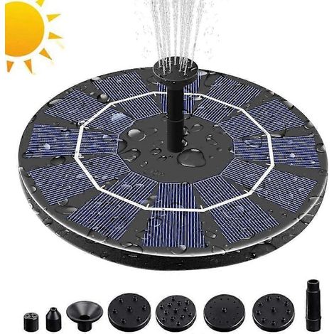 Pompe à eau solaire 3,0 W pour bain d'oiseaux avec batterie de secours 3,7 V 1200 mAh, pompe à eau flottante portable et autoportante - DQ (1/5)
