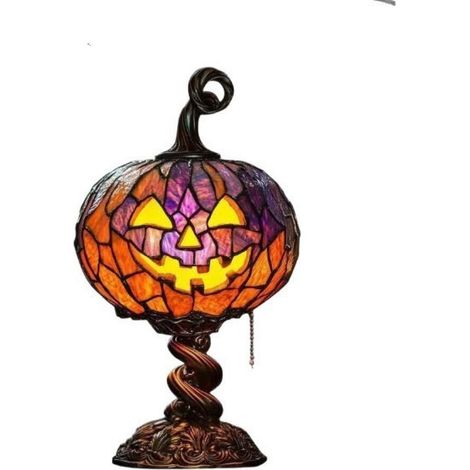 Tischlampe aus getöntem Glas in Form einer Halloween-Zitrone, Vintage-Lampe aus Harz, USB-Nahrungsmittel, dekorative Tischlampe für Halloween (1/4)