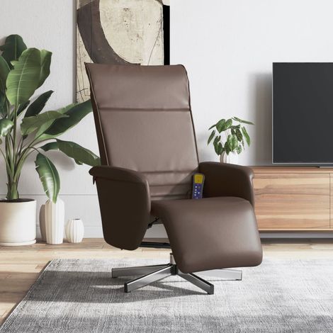 vidaXL Massage Recliner Chair with Footrest Brown Faux Leather (1/5)