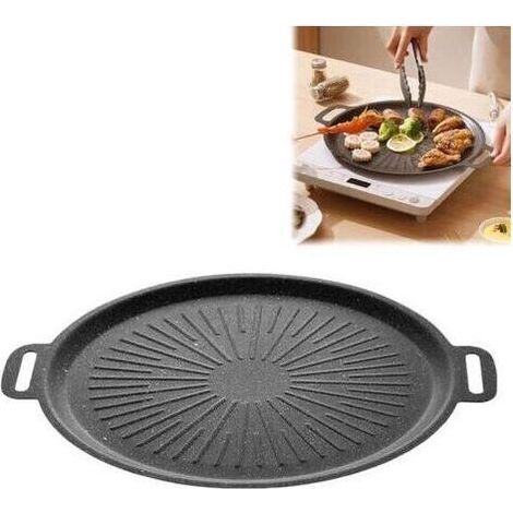 BUNTHAUS Plaque de Cuisson en Fonte, brasero plancha, Ø36cm BBQ Plancha avec Poignée, Ronds Plaque Barbecue pour Rocket Stove, Barbecue à Gaz, Four à Fusée, Plaque de Plancha