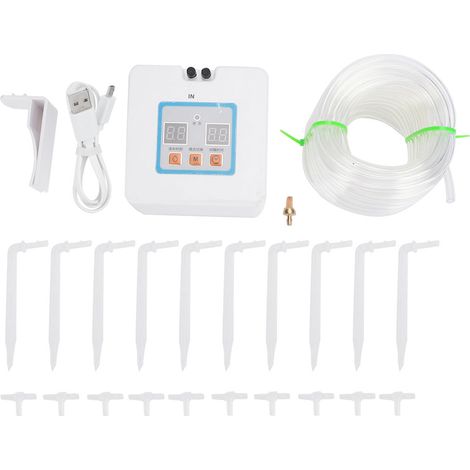 Kit d'irrigation goutte à goutte automatique avec programmateur, système d'arrosage USB ou piles pour plantes en pot, balcon et jardin, tuyau 10m inclus (1/5)