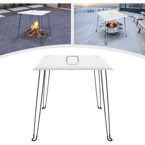 Square Fire Pit Heat Deflector Fire Pit Lid Cover Stainless 2424" with Handle