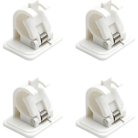 Set of 4 self-adhesive curtain rod brackets, no drilling required - adjustable plastic fixing hooks for home use 153 (1/4)