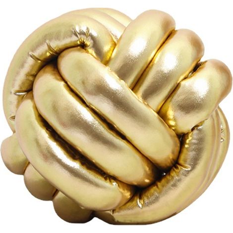 Oreiller boule à nœud doré, 7,9 pouces, en coton PP, imitation cuir, décoratif pour canapé-lit (1/5)
