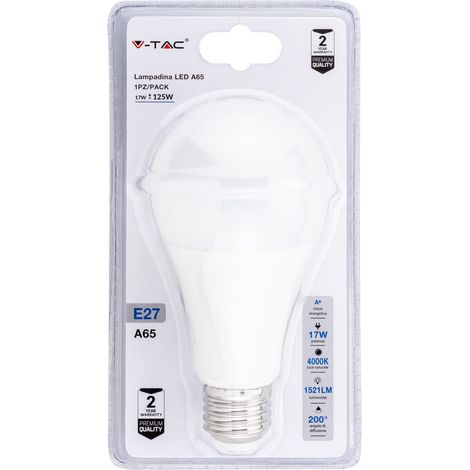 V-TAC Lampadina LED E27 17W A65 Bianco Naturale (Blister 1 Pezzo) (1/3)
