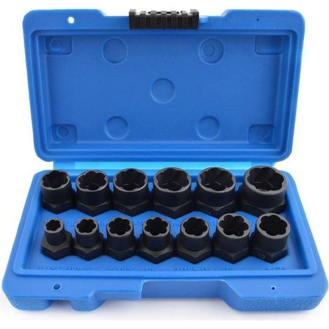 Kit d'extracteurs de vis 13 pièces, extracteur d'écrous antivol universel, jeu de douilles Torx femelles pour retirer les boulons et écrous rouillés et endommagés (1/5)