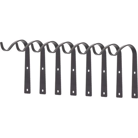 Lot de 8 crochets muraux noirs en forme de S pour suspendre pots de fleurs ou paniers à fleurs.