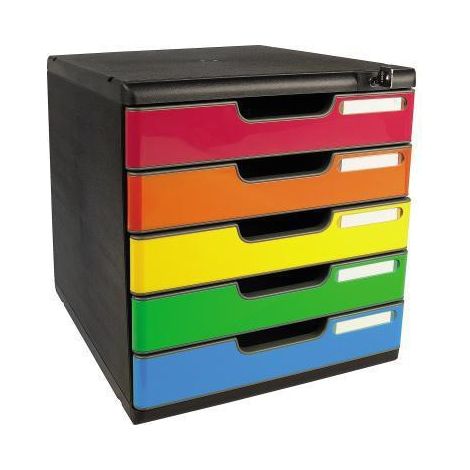 Exacompta Schubladenbox MODULO 331798D A4 5 Schübe farbig +Schloss (1/2)