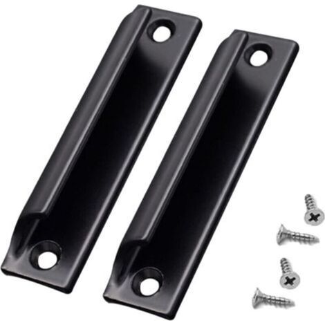 2-teiliger (schwarzer) Türgriff aus Aluminiumlegierung, geeignet für Schiebetüren, Balkontüren, Schubladen und Fenster, inklusive Schrauben (1/4)