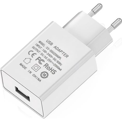 USB-Netzteil 5V 2A 10W mit Eurostecker,Steckeradapter und Ladestecker für Mobiltelefone,E-Reader und Tablets für Kinder,(1 Stück) (Weiß-1) (1/5)