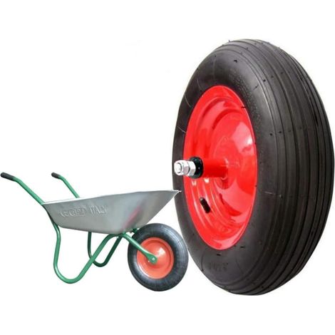 Ruota PNEUMATICA Completa 3.50-8 (4pr) Ricambio per CARRIOLA Modello Vespa ASSE Lungo 155 mm Gomma Union (1/2)