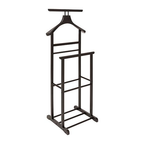 Valet de nuit , valet de chambre double en bois coloris noir - Longueur 47 x Profondeur 35 x Hauteur 103 cm