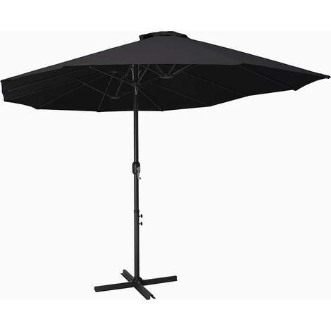 Parasol d'extérieur et poteau en aluminium 460x270 cm Noir (1/5)