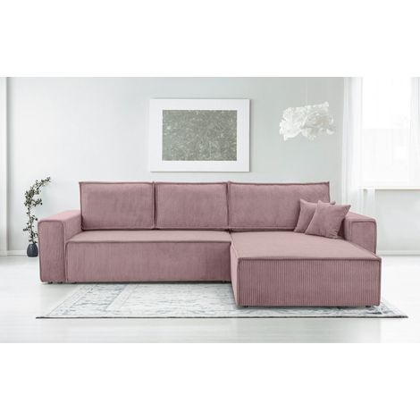 AX LIVING Cord Couch L Form – Cedria L+R Wohnlandschaft 287cm Lavendel