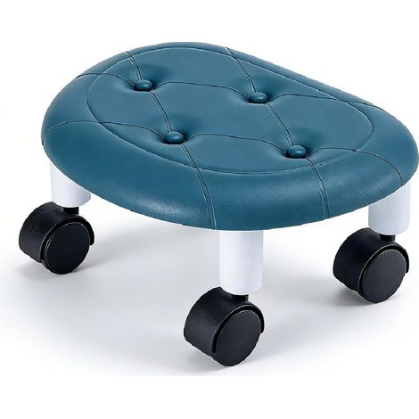 Tabouret Roulant Bas, 33,5 x 15 x 26 cm, Siège Flexible Rotatif à 360 avec roulettes, Tabouret à roulettes Universel Mobile, Tabouret pour la Maison, Chambre de Bébé, Bureau (Bleu) (1/5)