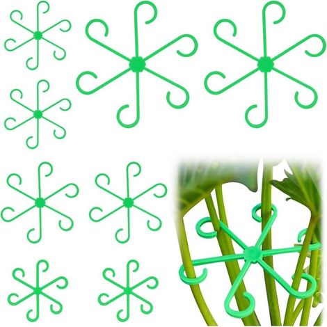 (Vert) Supports Tiges Plantes, 8pcs 4 Tailles Attache Plante Grimpante, Supports de Plantes pour Stabilisation et Soutien des Feuilles, Intérieur Vert Clips de Fixation pour Plantes Grimpantes (1/5)