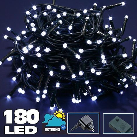 Trade Shop - LICHTERKETTE 180 LED KALTWEISS LICHTER FÜR AUSSEN STEUERUNG 8 FUNKTIONEN 24V - (1/2)