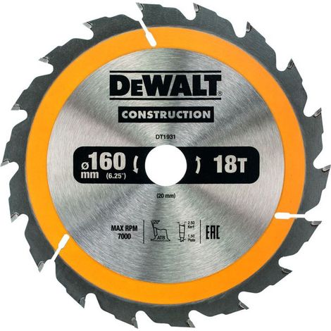 DeWalt Kreissägeblatt Handkr. 160/20 mm 18WZ