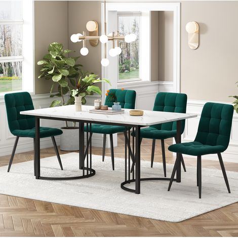 Tisch Esstisch 5teilig 140x80 MDF Weiß mit Stühlen OKMYHOME (1/5)