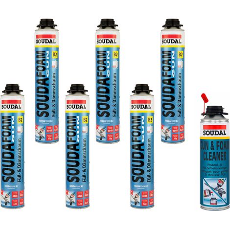 Soudal Soudafoam B2 Set, 6x 750ml, Pistolenschaum und Pistolenreiniger 500ml (1/5)