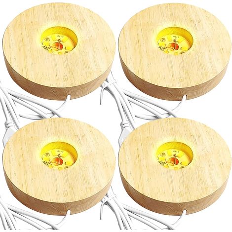 Support LED Bois - Pour Panneaux Acrylique Cristal Verre Résine - Lumière Chaude USB - 4 Pièces (1/5)