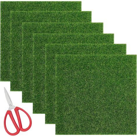 Lot de 6 pelouses artificielles miniatures - 15 x 15 cm - Pour travaux manuels, décoration de gazon artificiel, tapis de gazon artificiel, décoration de pelouse miniature - Pour brico (1/5)