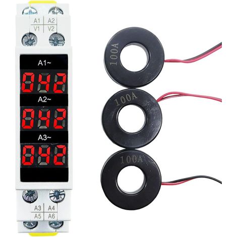 Amperometro trifase su guida DIN, display trifase a 3 cifre, display digitale trifase, indicatore di corrente modulare