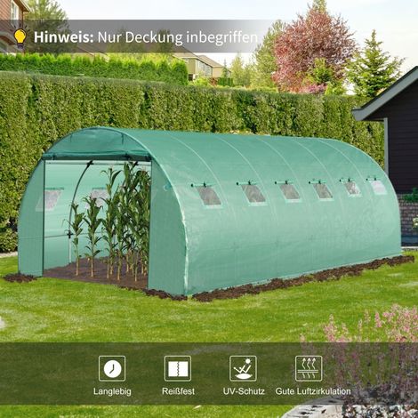 Bâche de serre 6x3x2m, film jardin imperméable anti-UV, housse en PE pour tunnel de culture, couverture extérieure pour plantes, abri de jardin vert. (1/5)