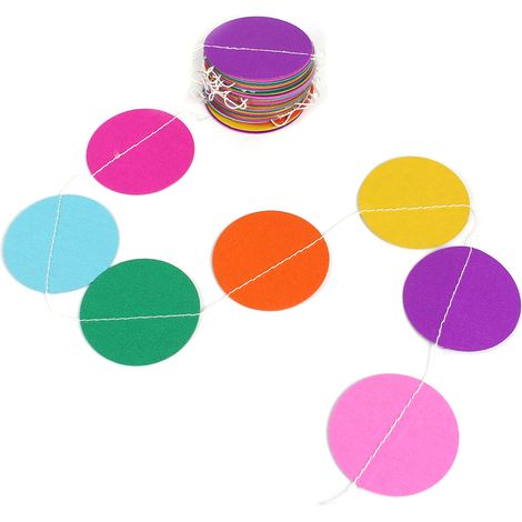 Dekorative Girlande, 4 Meter lang, runde Papierwimpel, Hängegirlande für Partys, 7-farbiger Regenbogen, Geburtstags- und Hochzeitsdekoration (1/5)