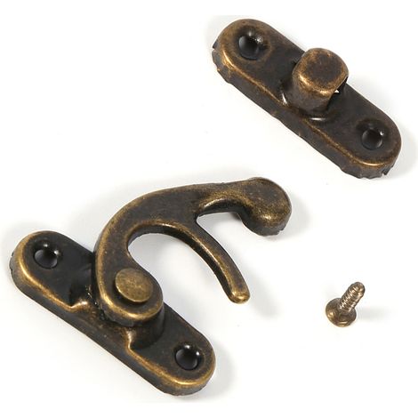 Lot Vintage Antiquité Boîte Bijou Vin Bois Fermoir Serrure Crochet Charnière Vis 12X Acier Bronze Doré Élégant Décoration (1/5)