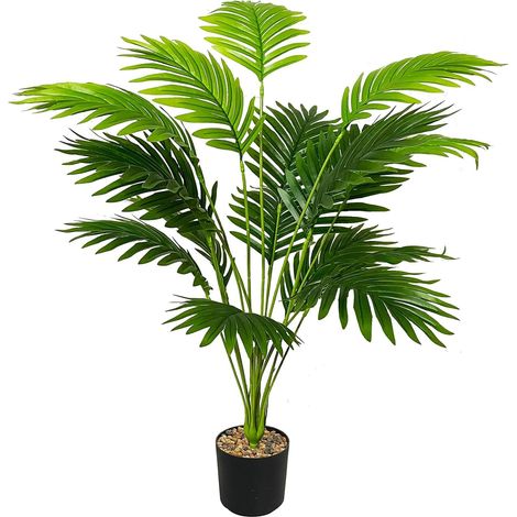 Fausses Plantes Artificielles Interieur, Plastique Plante Artificielle Exterieur, Faux Tropicales Arbre pour Maison Jardin Chambre Bureau Balcon Décoration (80cm Paume Verte) (1/5)