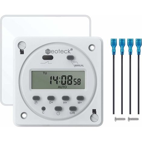 Prise Programmable 12 V - Minuterie Numérique 16 Programmes - Affichage LCD - Boîtier Étanche IP65 - Bloc de Raccordement Intégré - 1 Pièce (1/5)