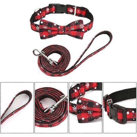 Collar navideño rojo para mascotas, pajaritas para perros, 2 unidades. (1/5)