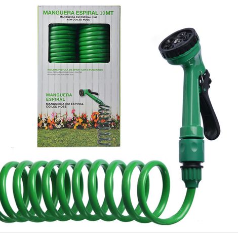 Tuyau d'arrosage enrouleur léger, flexible en EVA avec 5 buses, tuyau d'arrosage rétractable, sans pli, adapté aux bateaux, serres, patios (15 m) (1/5)