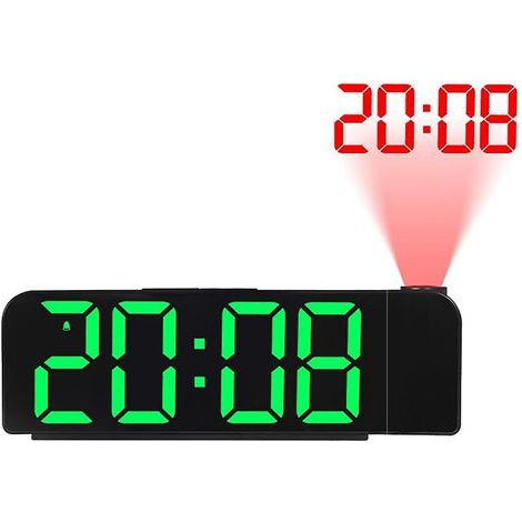 Réveil projecteur rotatif à 180°, affichage numérique LED 12/24h, chargement USB, projecteur de plafond. (1/5)