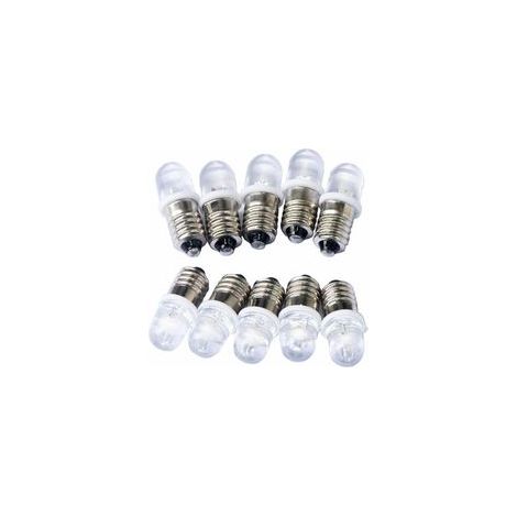 10 lampadine LED faretto E10 3V, bianco freddo, 6000K - Crezuo