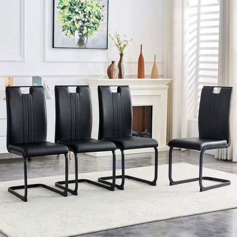 Lot de chaises 4 chaises matériau pu design arqué noir style industriel style moderne (1/5)