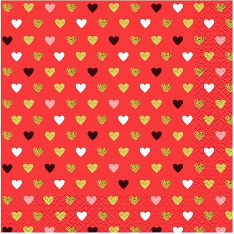 Tovaglioli rossi a forma di cuore per San Valentino, 33x33 cm, 20 pezzi