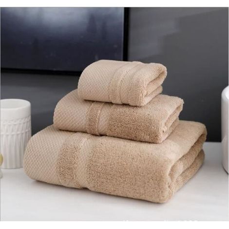 1 Set Serviette De Plage Plage Coton Swim Voyage Camping Serviettes De Plage Douces Serviettes À Main 3 Tailles (Kaki) (1/4)