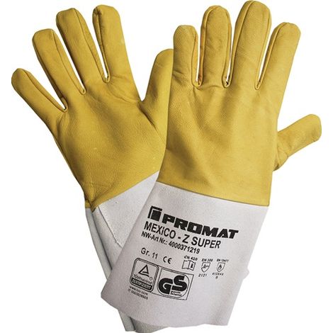 PROMAT Schweißerhandschuhe Mexico Z Super Größe 9 gelb/grau EN 388, EN 407, EN (1/5)