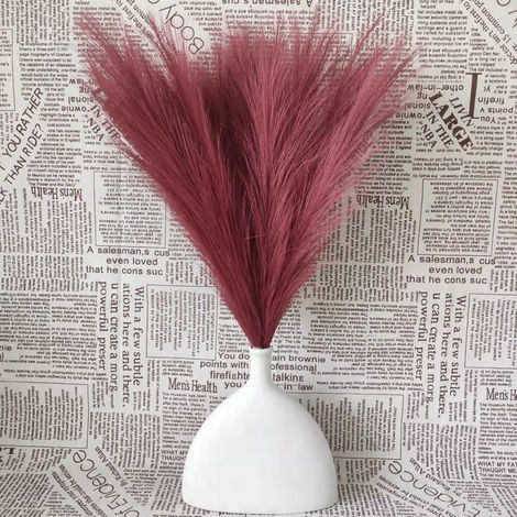 Pampas Grass - Artificial Reed Branches - 45 cm - Burgundy - for Home Decor Wedding Vase Filler - 3 Pieces (1/5)