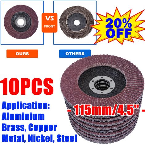 Meuleuse d'angle Flap Discs Disque abrasif 10x 115mm 80 Grit pour métal/bois (1/4)