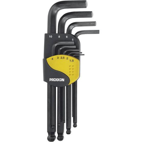PROXXON 23 946 2223946-JUEGO 9 LLAVES ALLEN HX 1.5-10 MM, ROJO, 1.5-10MM, SET DE 9 PIEZAS