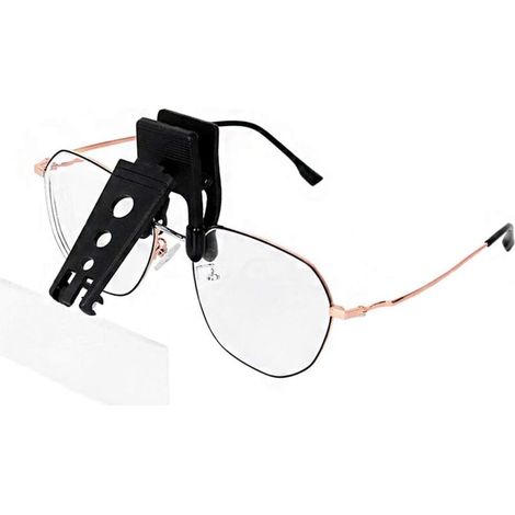 Lente d'ingrandimento a clip per occhiali con 3 lenti intercambiabili, a clip e pieghevole, a mani libere, 1,5 x 2,5 x 3,5 x, per leggere, cucire, hobby, mappe