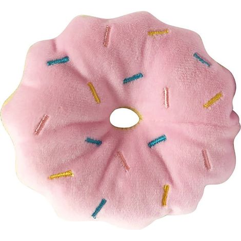 Jouets en forme de beignet pour chien, résistant aux morsures, meulage des dents, soulage l\'ennui, dessin animé, mignon, jouet en peluche grinçant, fournitures pour animaux de compagnie, rose (1/5)