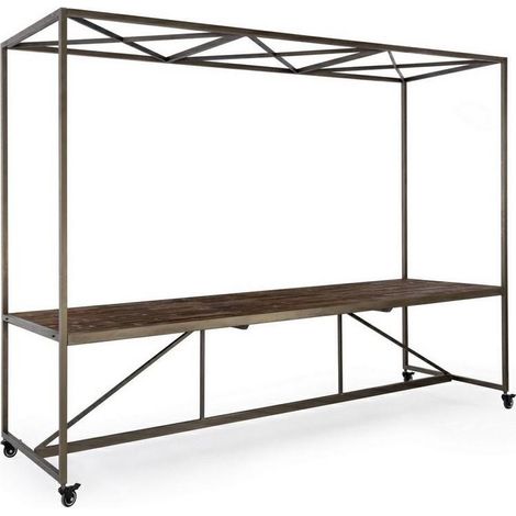 Table d'exposition bioclimatique avec toit et roulettes 301,5x90x210