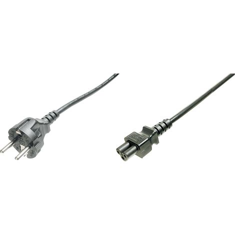 Digitus Strom Anschlusskabel [1x Schutzkontakt-Stecker - 1x Kleeblatt-Buchse C5] 1.20 m Schwarz